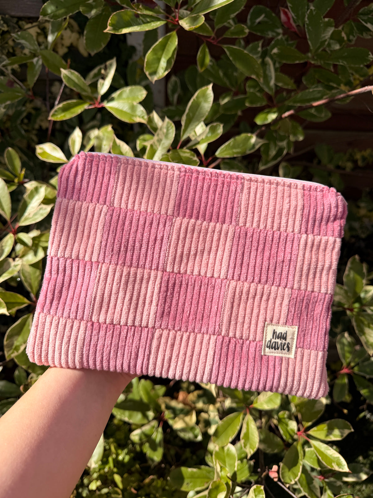 Light Pink & Dusty Pink Checkerboard Medium Flat Pouch | SAMPLE SALE