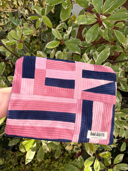 Pink & Navy Patchwork Large Flat Pouch | SAMPLE SALE