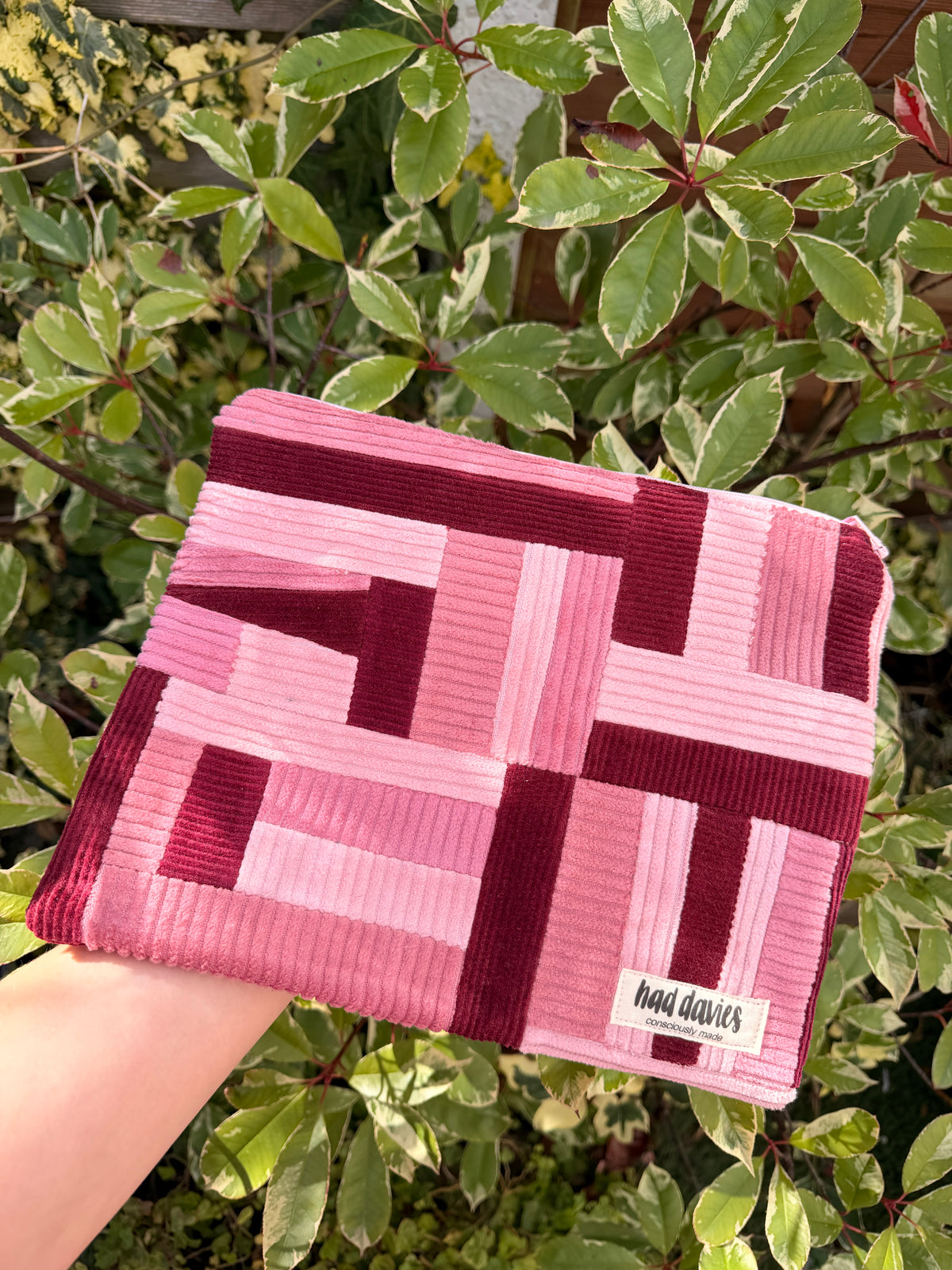Pink & Burgundy Patchwork Large Flat Pouch | SAMPLE SALE