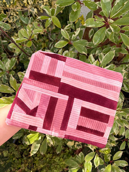 Pink & Burgundy Patchwork Large Flat Pouch | SAMPLE SALE