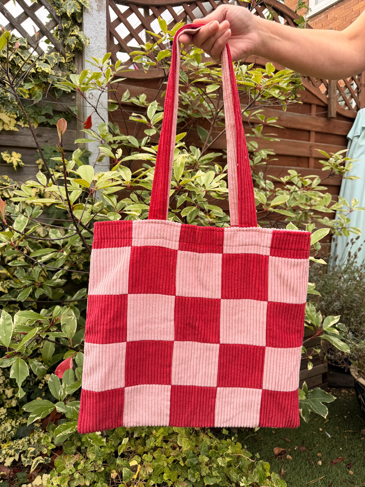 Pink & Red Checkerboard Tote Bag | ARCHIVE SALE