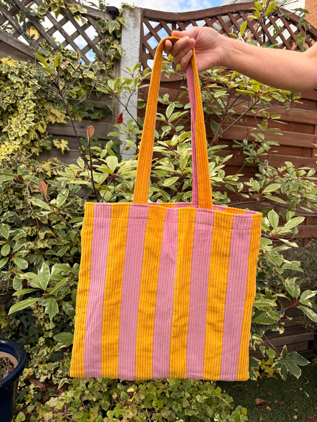 Pink & Mustard Stripe Tote Bag | ARCHIVE SALE