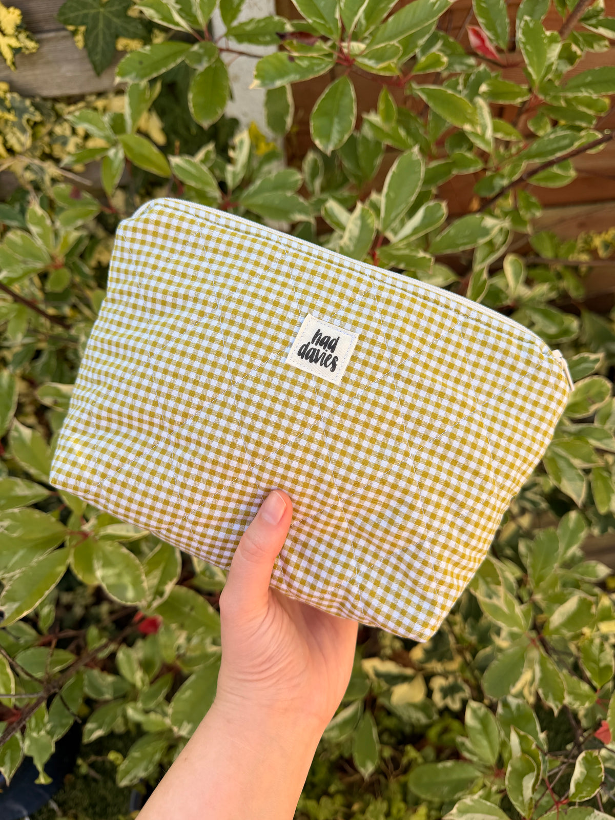 Olive Gingham Large Pouch  | SECONDS SALE
