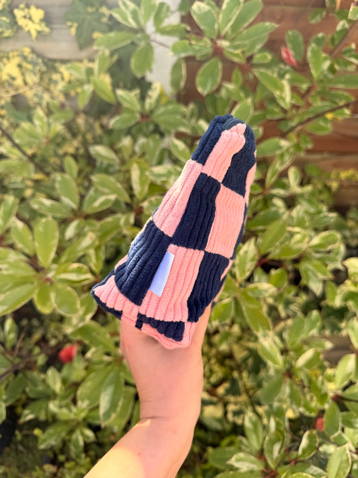 Pink and Navy Checkerboard Large Pouch | ARCHIVE SALE