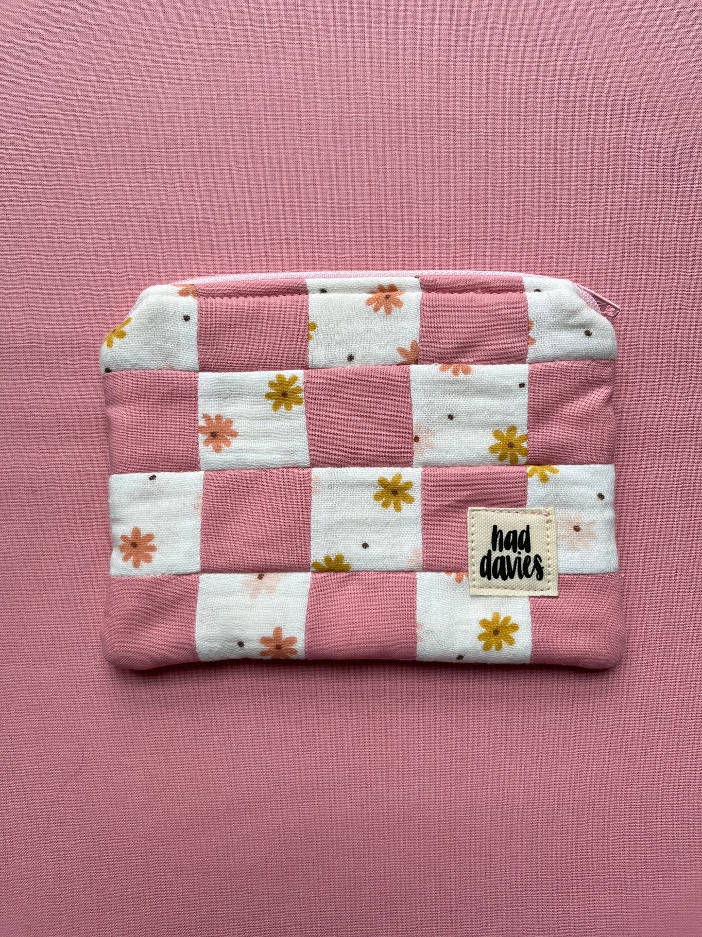Floral & Pink Checkerboard Patchwork Coin Purse | Limited Edition