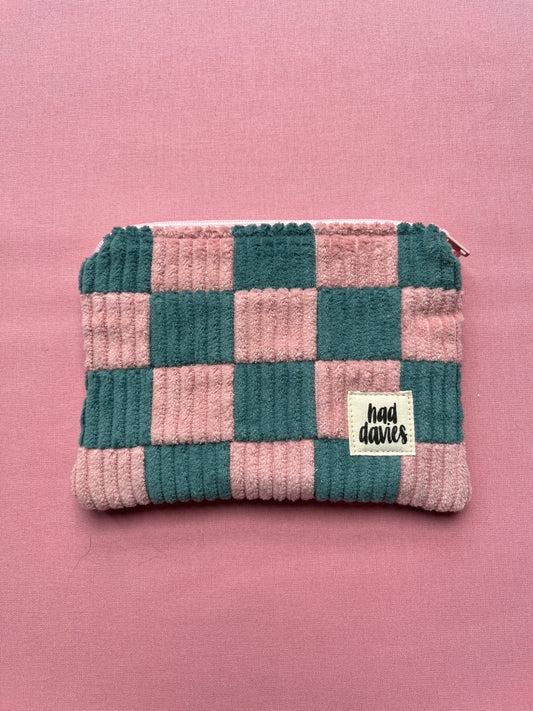 Pink & Seafoam Checkerboard Patchwork Coin Purse