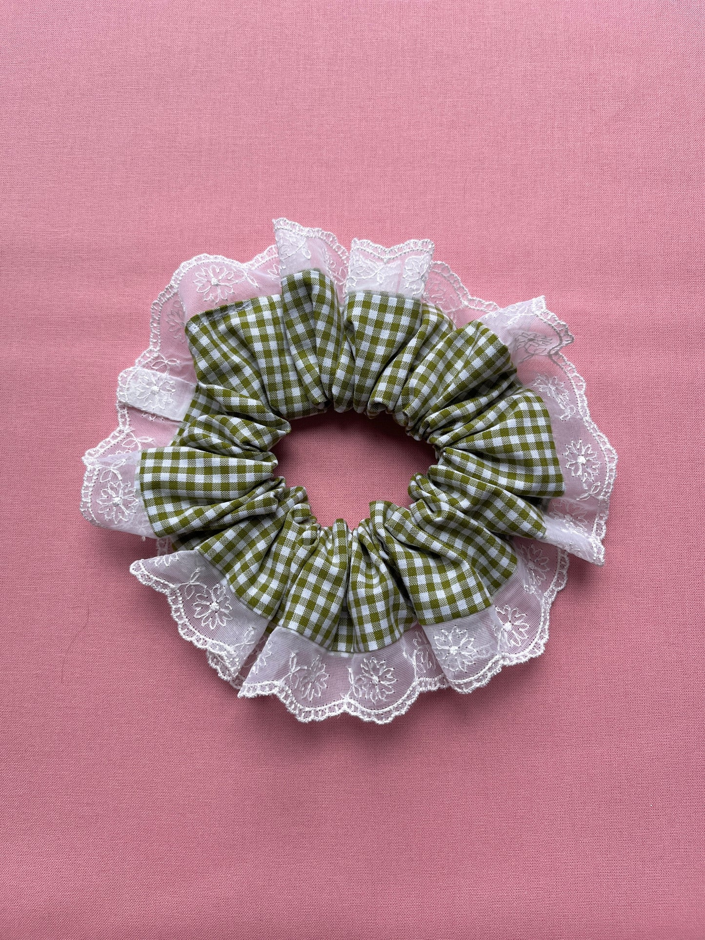 Olive Gingham | Trimmed Scrunchie