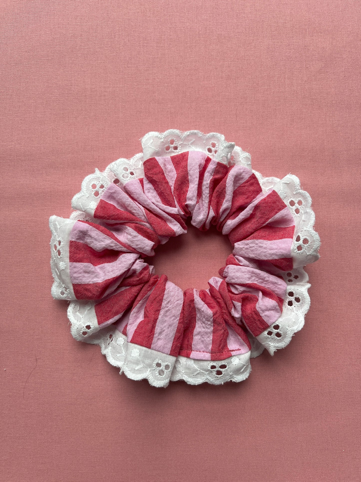 Pink & Red Stripe | Trimmed Scrunchie