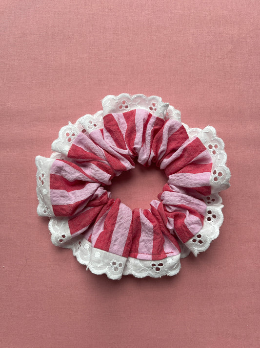 Pink & Red Stripe | Trimmed Scrunchie