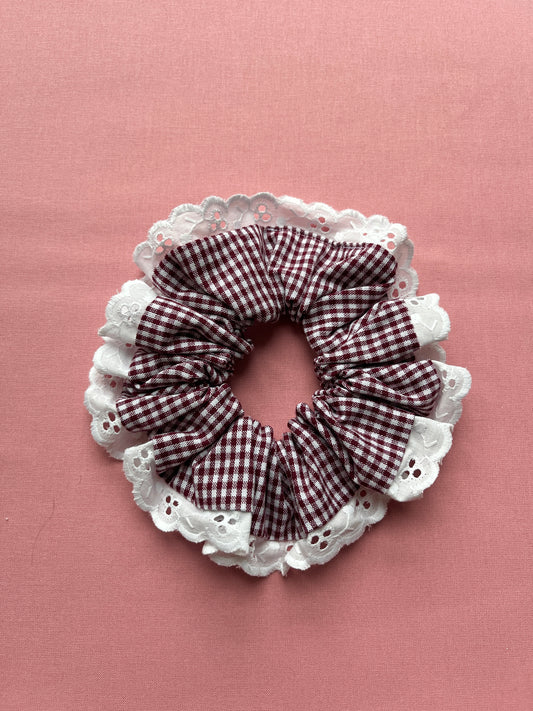 Berry Gingham | Trimmed Scrunchie