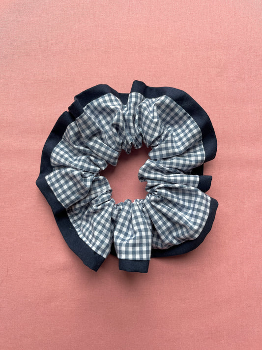 Blue Gingham | Trimmed Scrunchie