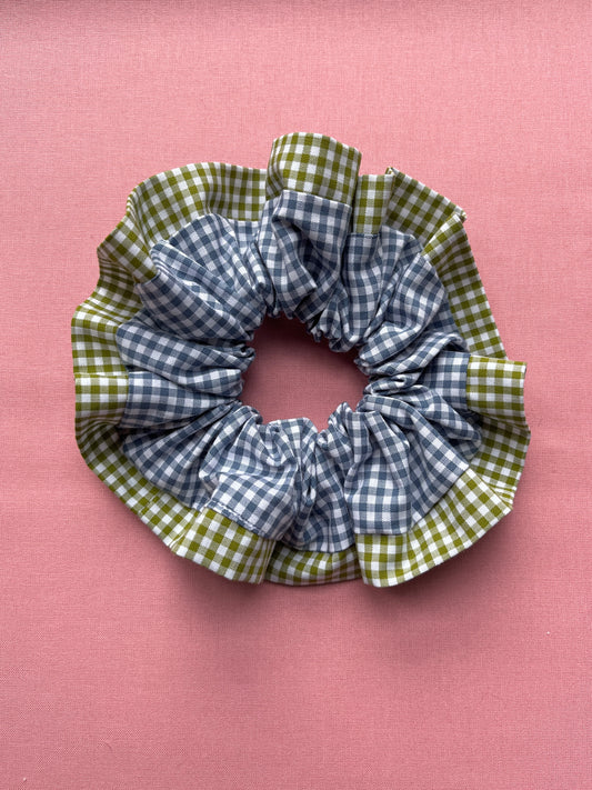Blue & Green Gingham | Trimmed Scrunchie