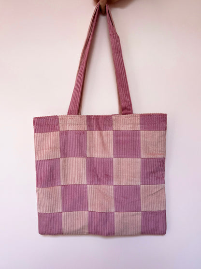 Pink and Pink Checkerboard Tote Bag