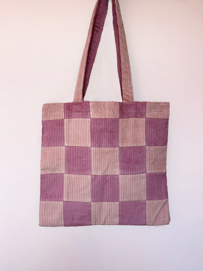 Pink and Pink Checkerboard Tote Bag