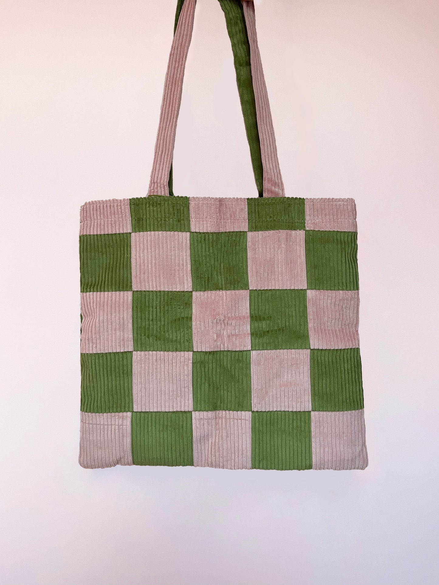 Pink & Green Checkerboard Tote Bag