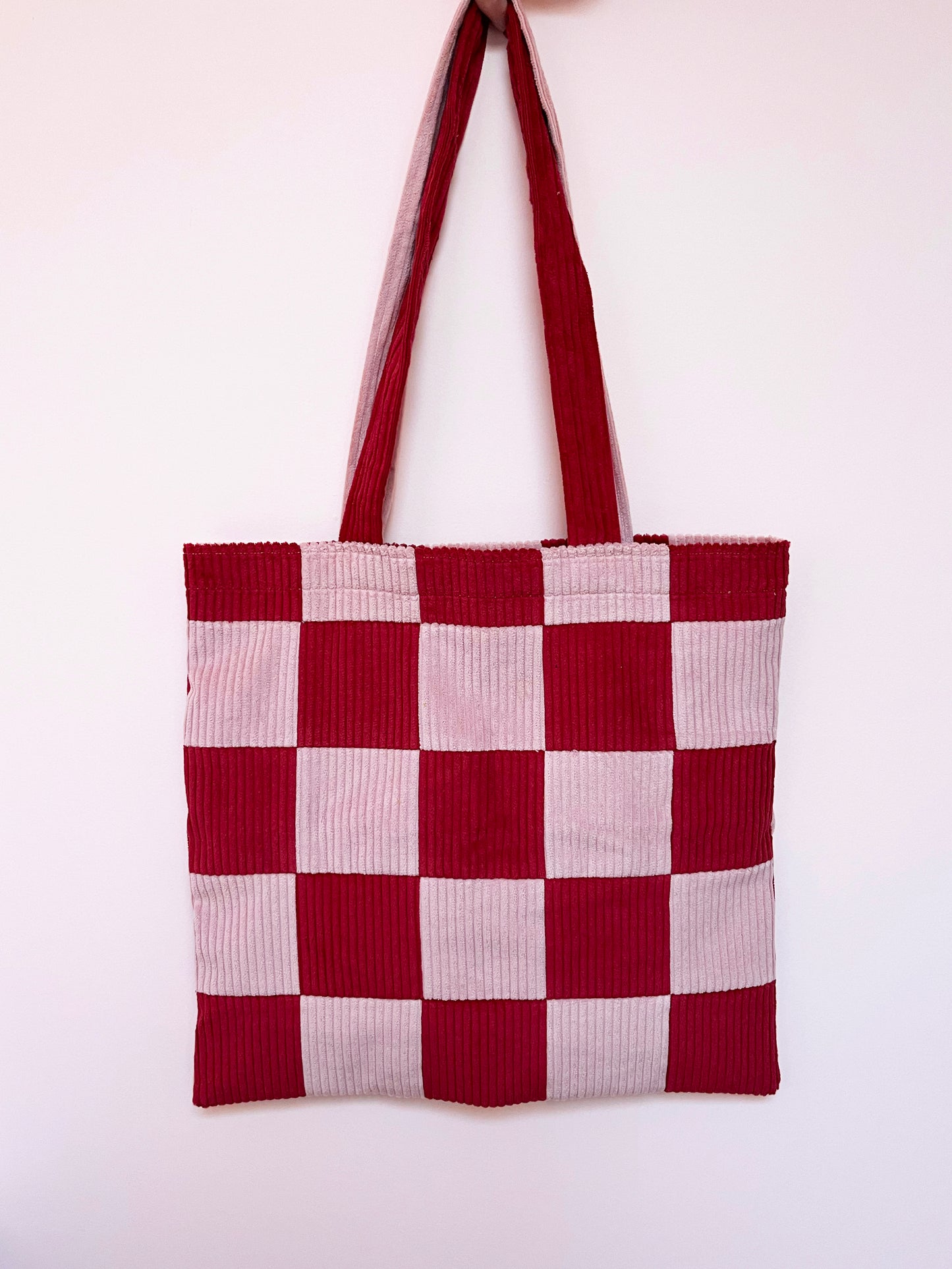 Pink & Red Checkerboard Tote Bag