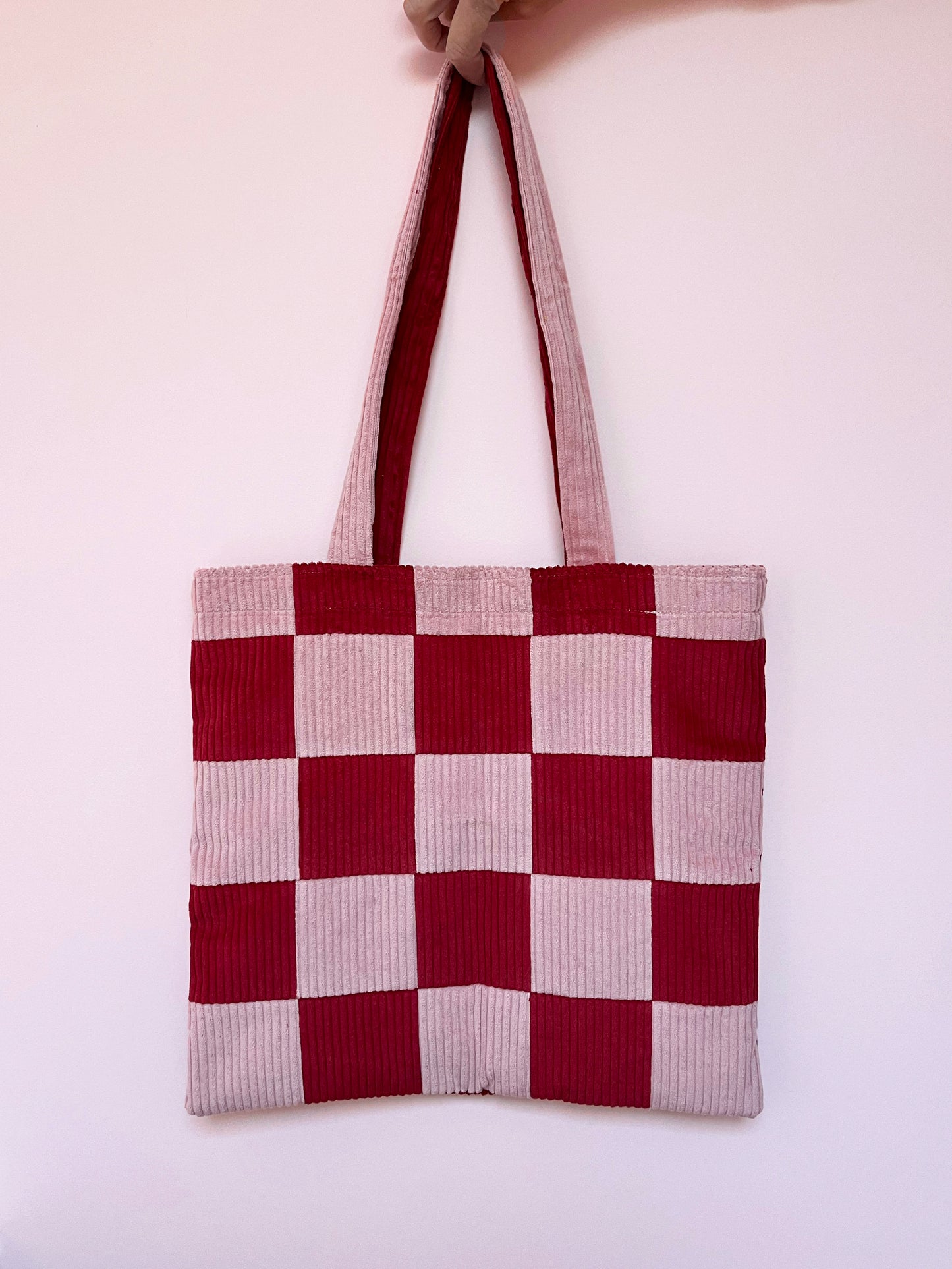 Pink & Red Checkerboard Tote Bag